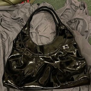 Patten leather black shoulder bag